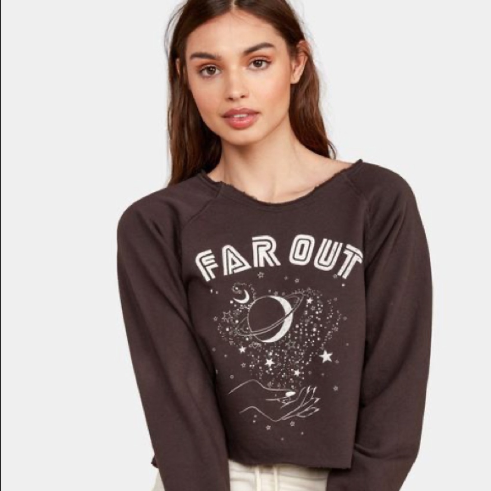 MATE the Label Far Out cropped raw hem sweater